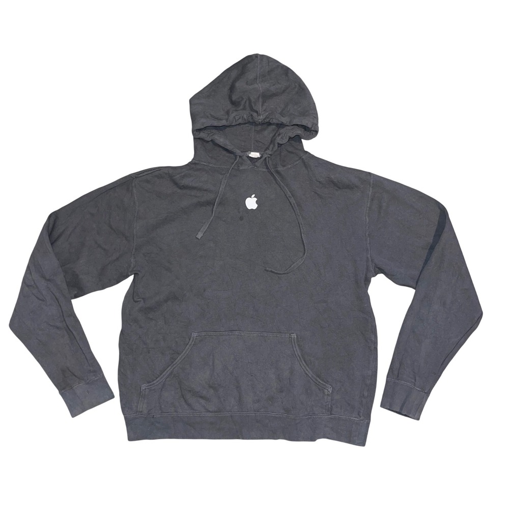 Apple Logo Employee Promo Hoodie Faded Charcoal Gray Pullover Mens L